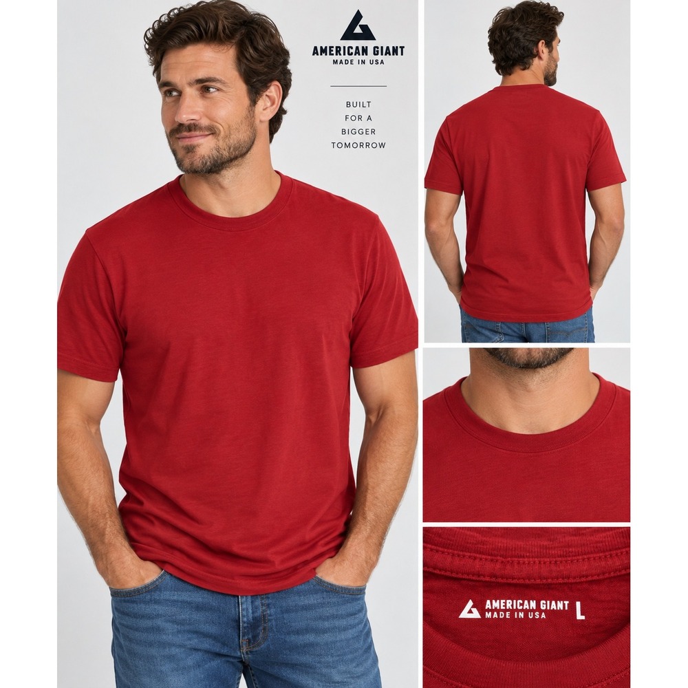 NWT American Giant Men's T-Shirt Red Made in USA 100% Cotton Large
